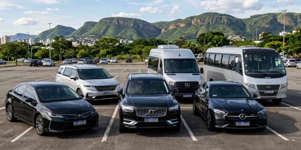 Entenda os tipos de veículos no transporte executivo em BH e escolha a melhor opção para viagens, eventos e traslados premium.